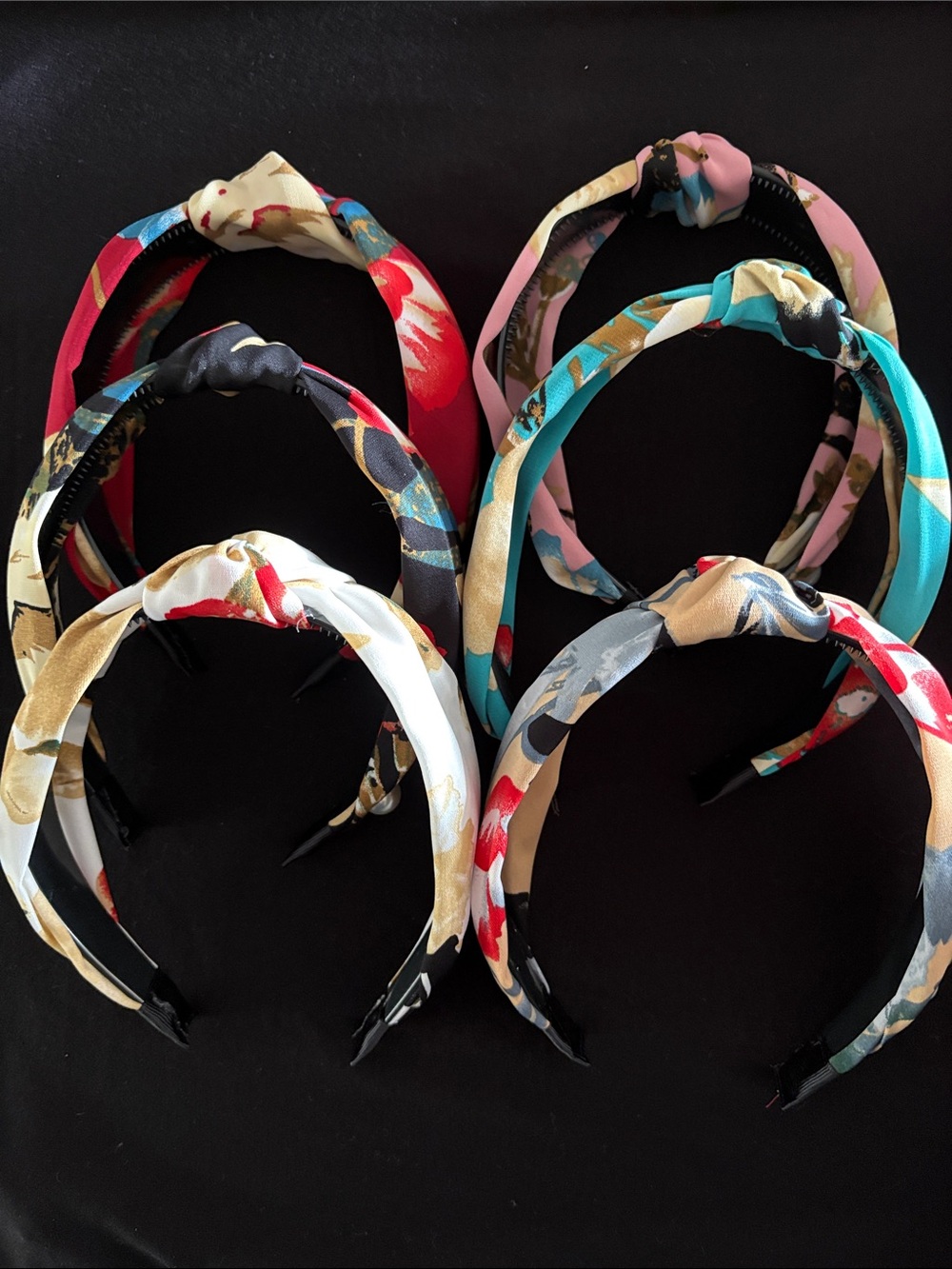 Floral Knot Satin Headband - Assorted Colors Set of 12